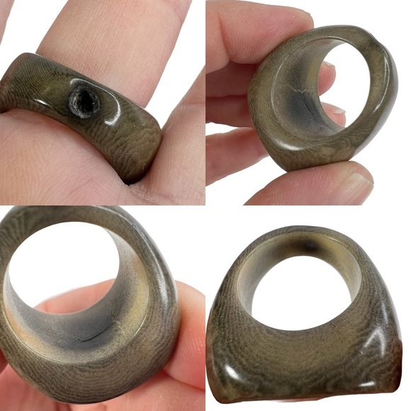 Lot of 6 Fashion Rings: Wired Wrapped, Wood & Glass - Picture 11 of 12